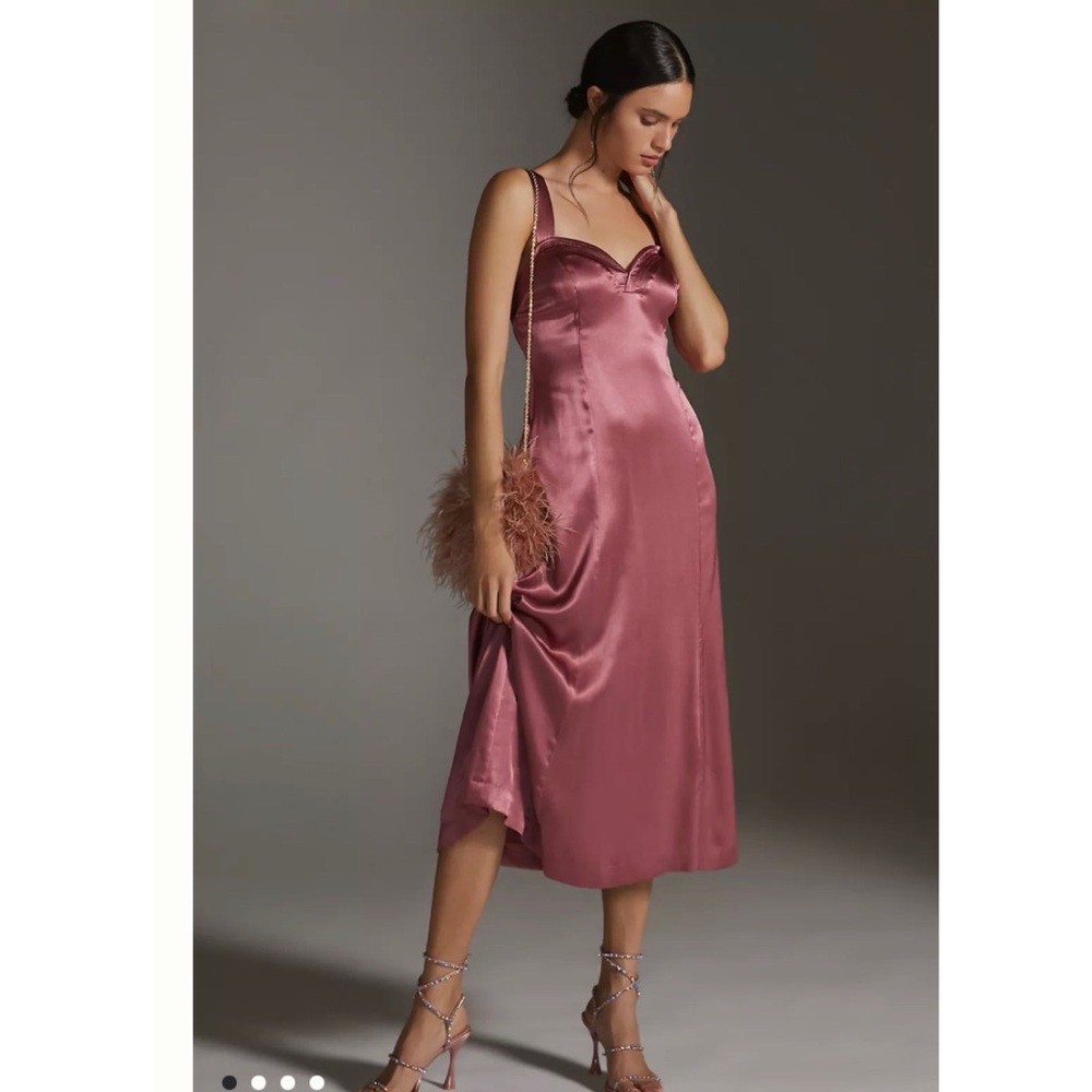 By Anthropologie Cross-Back Midi Dress size 14 taupe color